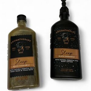 Bath&Body Works Aromatherapy Sleep Black Chamomile Body Wash and Body Lotion Set